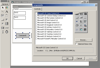 รูปแสดง IDE ของโปรแกรม eMbedded Visual Basic