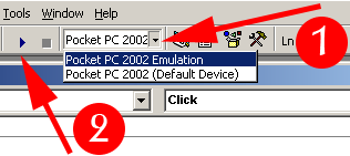 รูปแสดง การเลือก Emulator เพื่อจะ run โปรแกรม